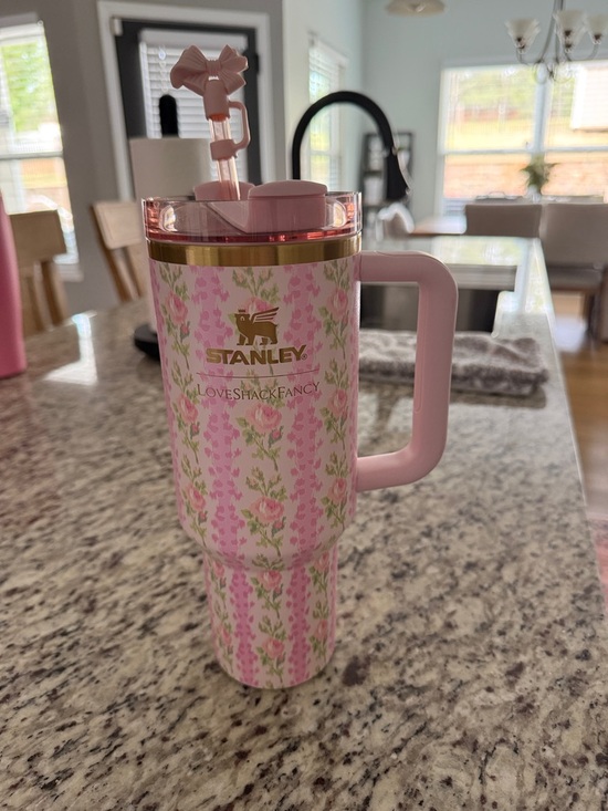 Stanley Accessories - Stanley Pink Floral Travel Mug with Gold Accents